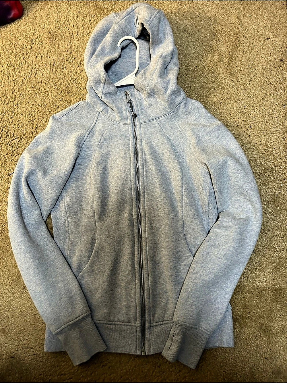 Lululemon light Blue heather Scuba Full-Zip Hoodie Gray size 8